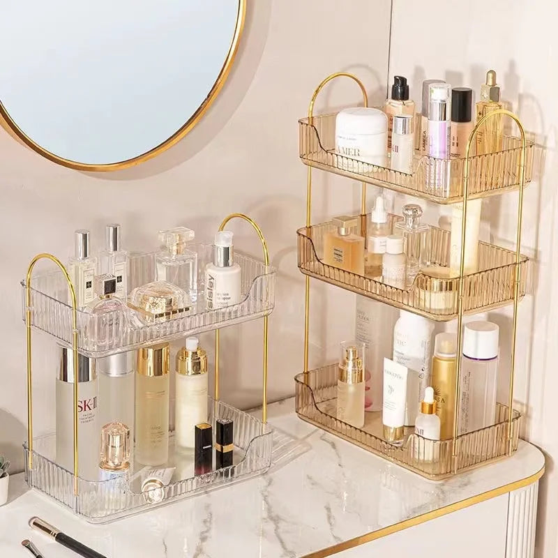 Étagère d’Angle Organisateur Salle de Bain – Rangement Maquillage, Skincare & Cuisine | Support Cosmétiques Bureau
