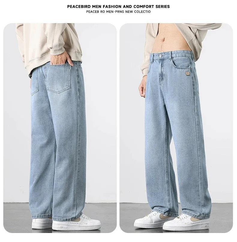 Jean Homme Droit Baggy Large Jambe Retro Américain Streetwear Korean Fashion Loose Denim Casual Printemps Automne Tendance – Jean Premium Wide Leg Urban | Mode Homme Streetwear Premium