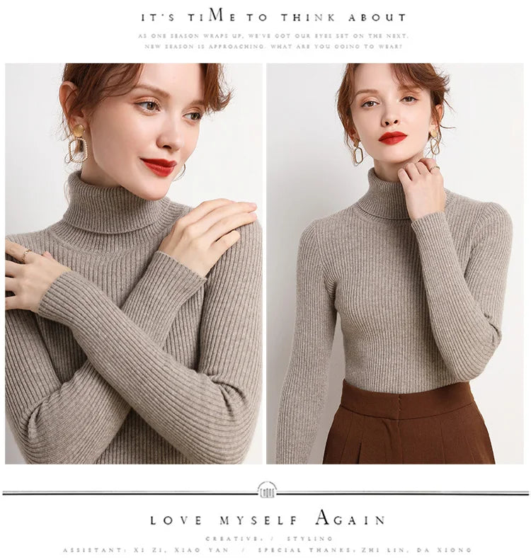 Pull Col Roulé Cachemire Ultra-Doux Femme - Tricot Basique Chic Automne Hiver | Heliar