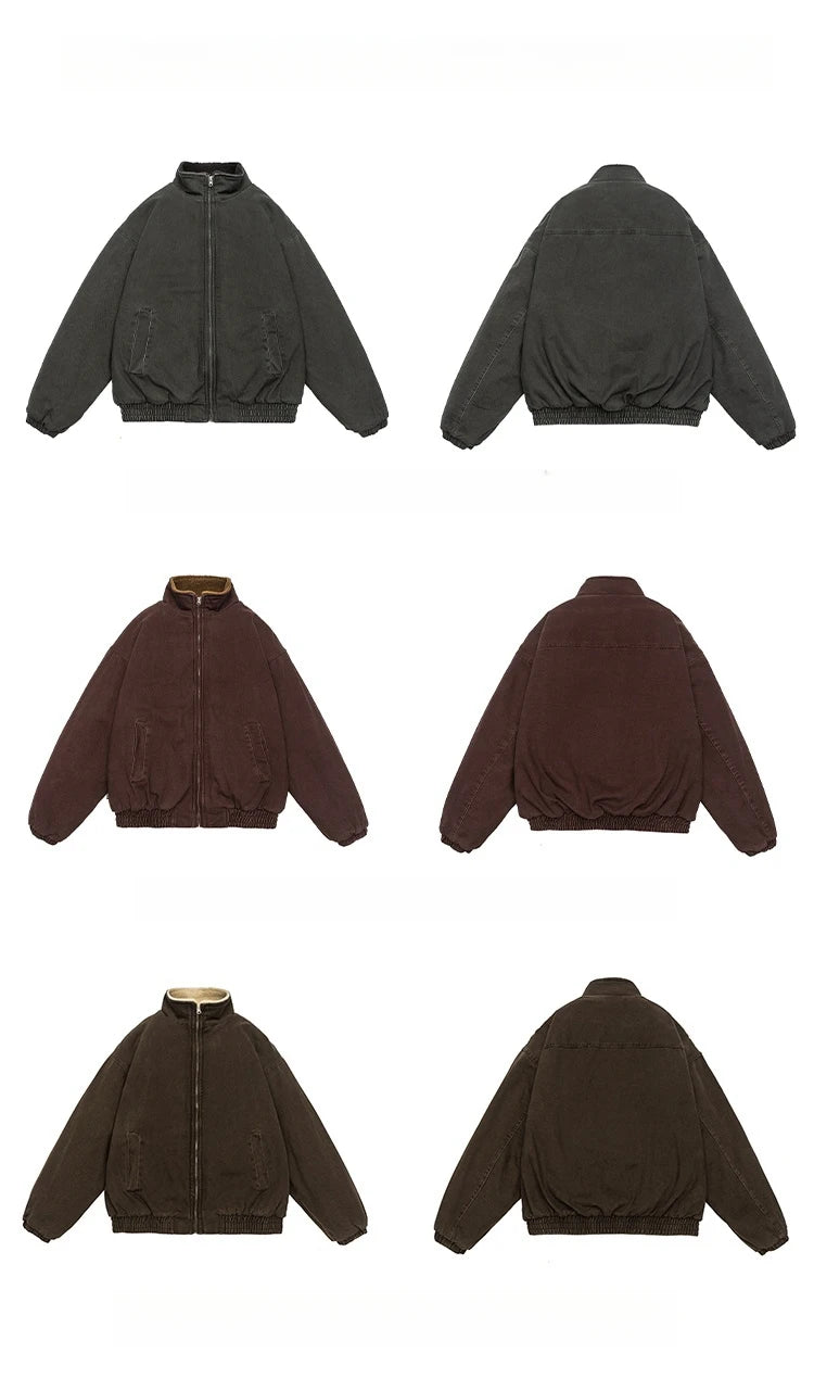 Vintage Japanische Herren Fleecejacke Winter Dick Loose – Koreanischer Streetwear-Paar-Trend Warm | Herren- & Damenmode