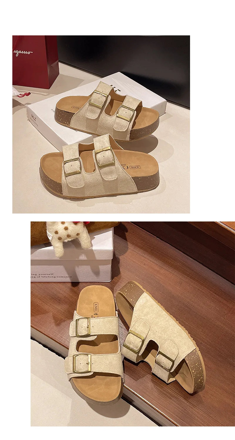 Sandales Romaines Plateforme Smile Belt-buckle Femme – Semelle Douce Slip-on Flat Été