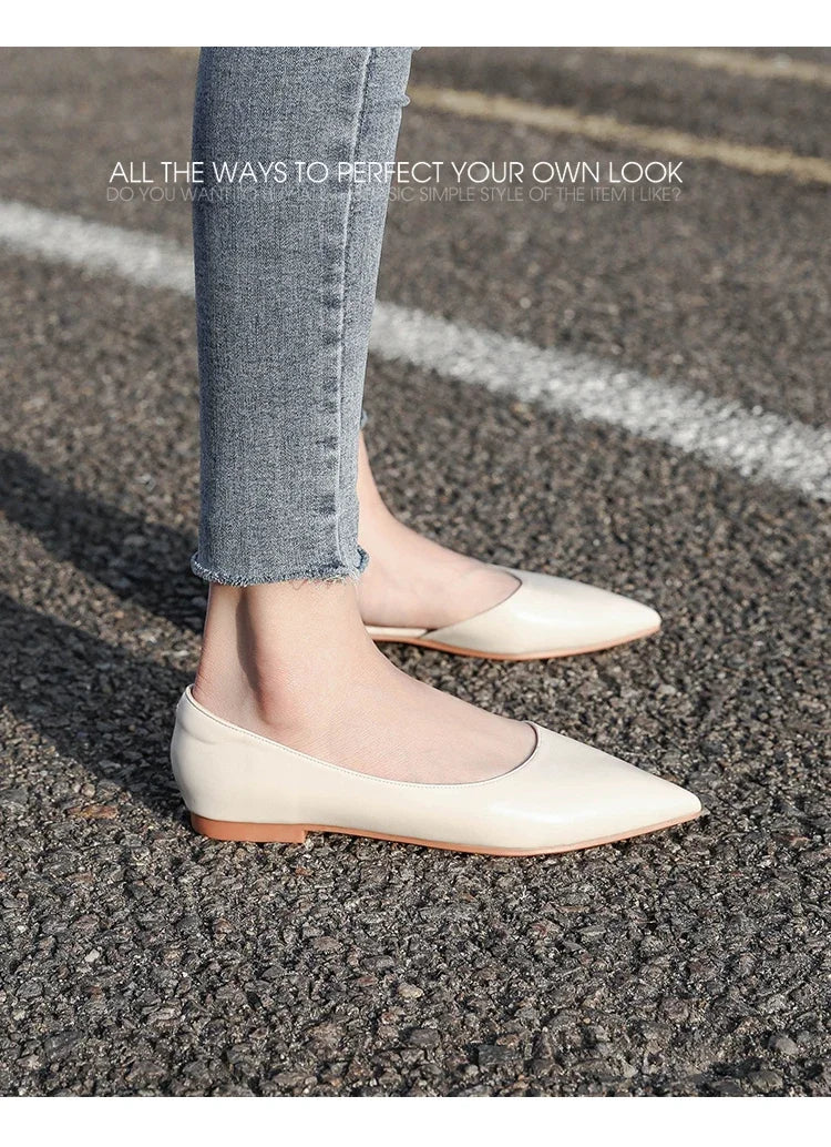 Ballerines Bout Pointu Flock Slip-on 2025 – Talon Plat Couleur Unie Tailles 31 à 46