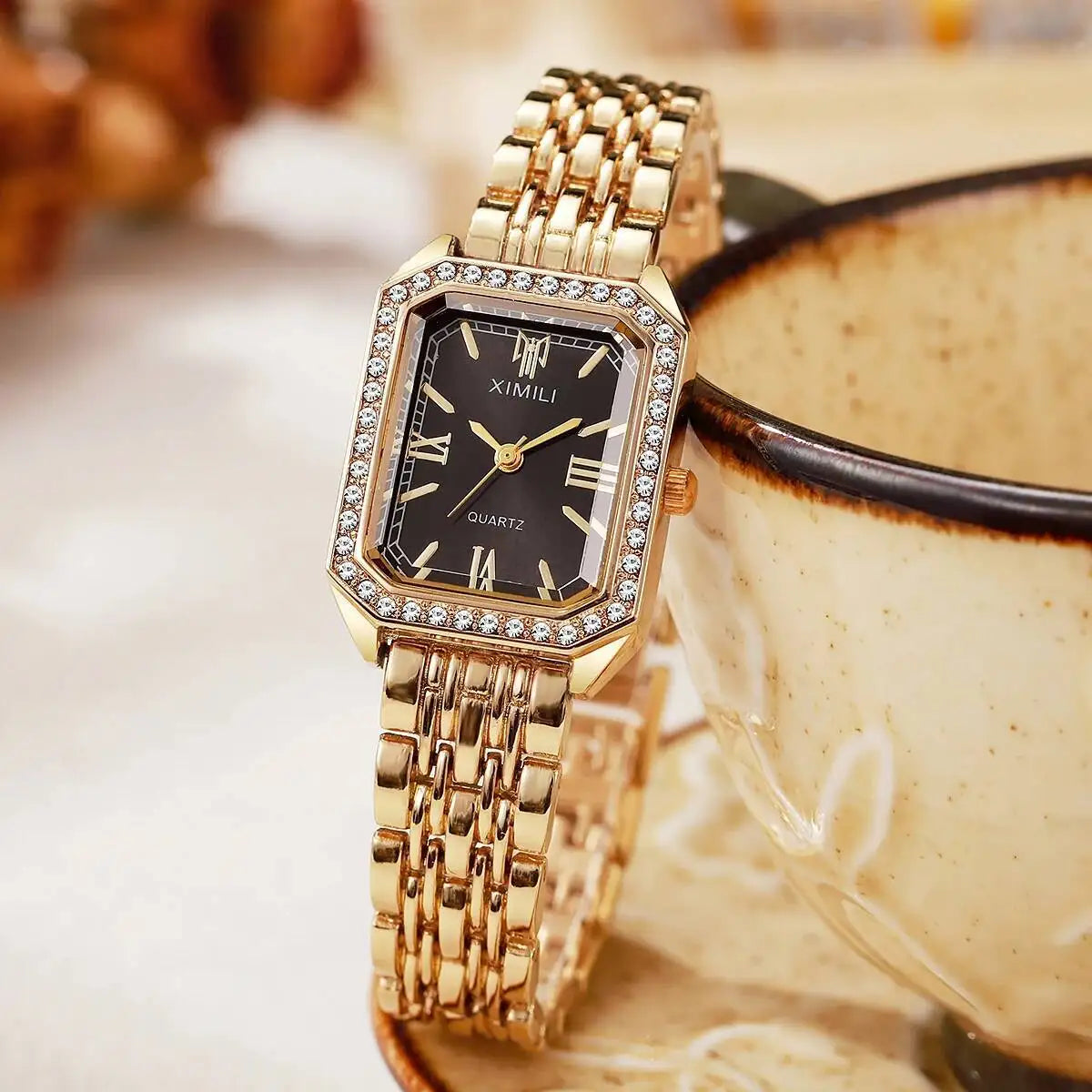 Coffret Montres Femme Rectangle Strass Quartz Bracelet – Set 2/3/5 Pièces Fashion Élégant