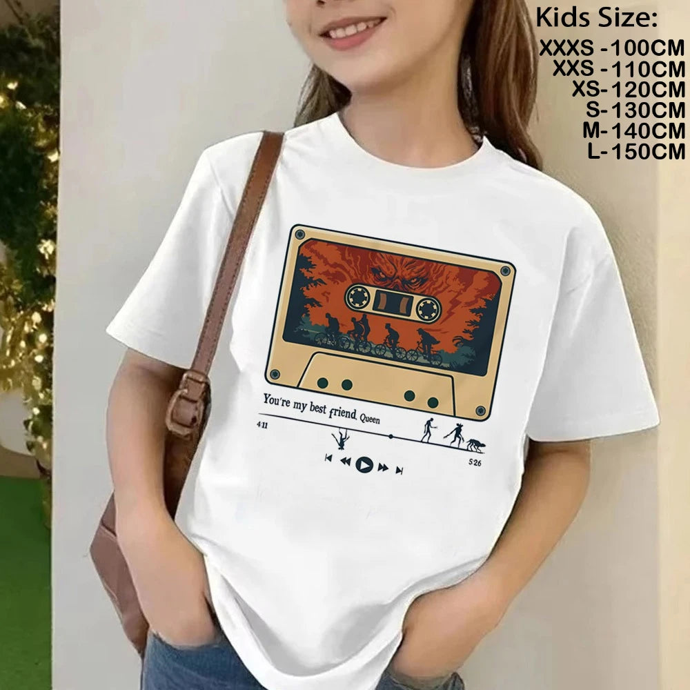 T-Shirt Enfant Imprimé Stranger Things Demogorgon – Manches Courtes Ample Casual | Fille & Garçon