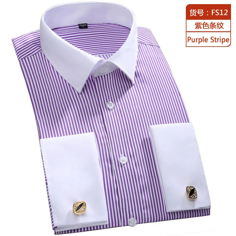 Chemise Homme Classique Poignets Français Manches Longues Coupe Standard – Formelle Business Mariage Bureau Blanche Élégante | Mode Homme Premium