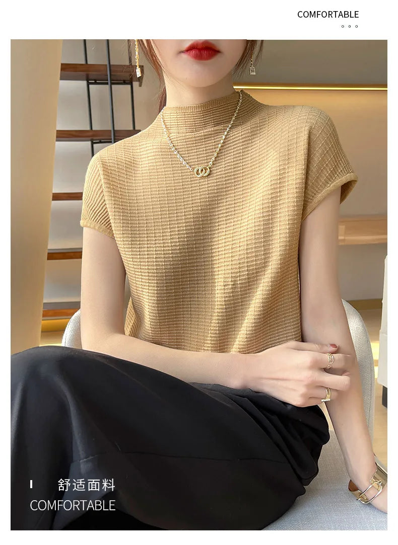 T-Shirt Femme Oversize Col Rond Uni Manches Courtes Doux Casual – Tee Mode Été Confortable | Basique Chic