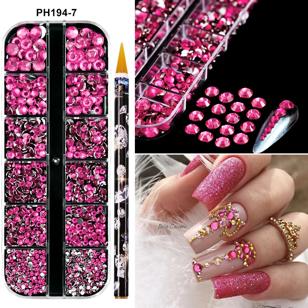 Strass Nail Art 3D Colorés – Diamants Plats Ronds | Déco Ongles DIY