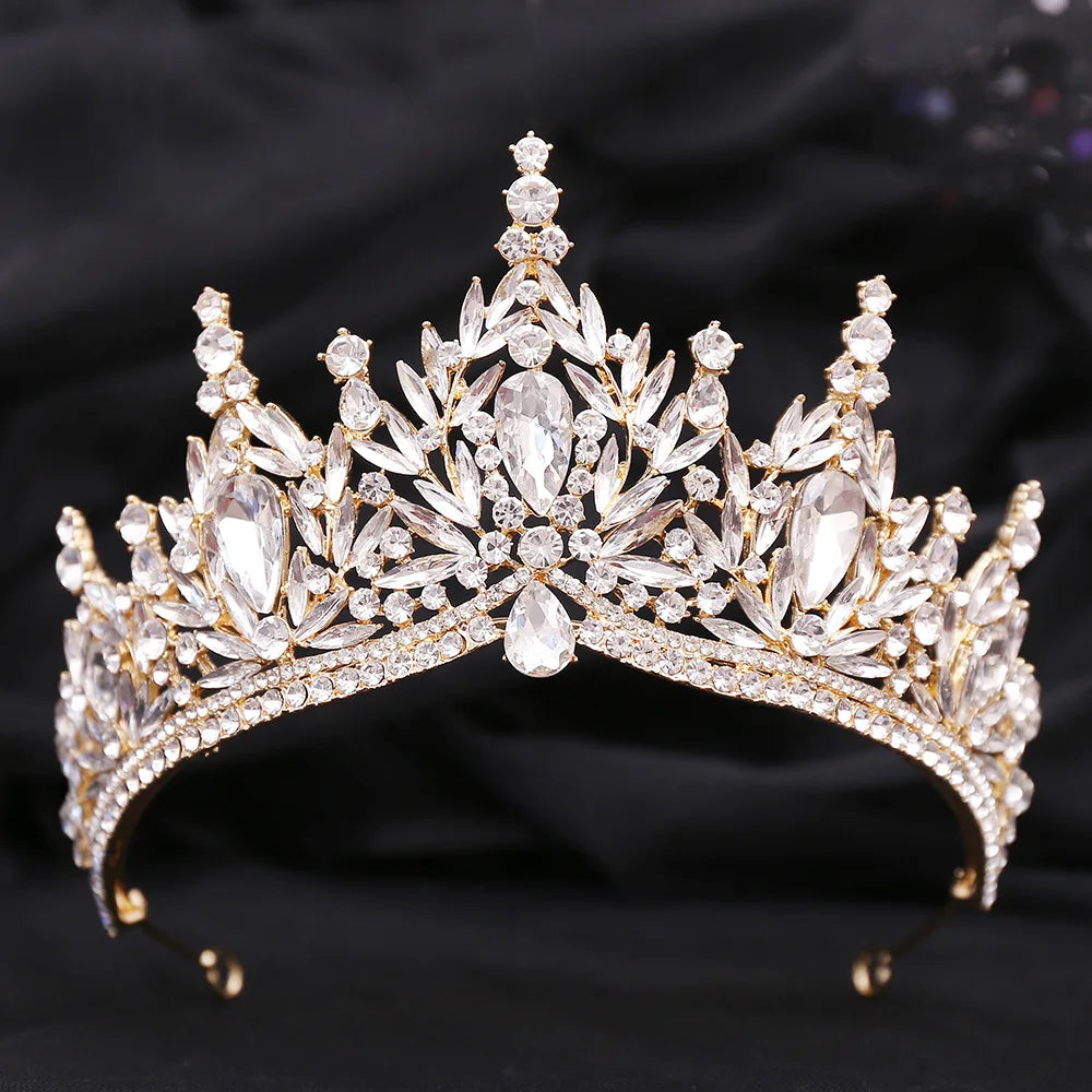 DIEZI Parure Couronne Baroque Mariage Cristal Opale – Tiare Collier Boucles Princesse