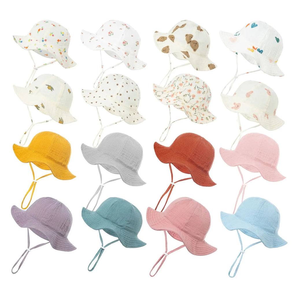Bob Bébé Coton Imprimé Anti-UV Unisexe – Chapeau Panama Plage Pêche Outdoor Garçon Fille 3-12 Mois