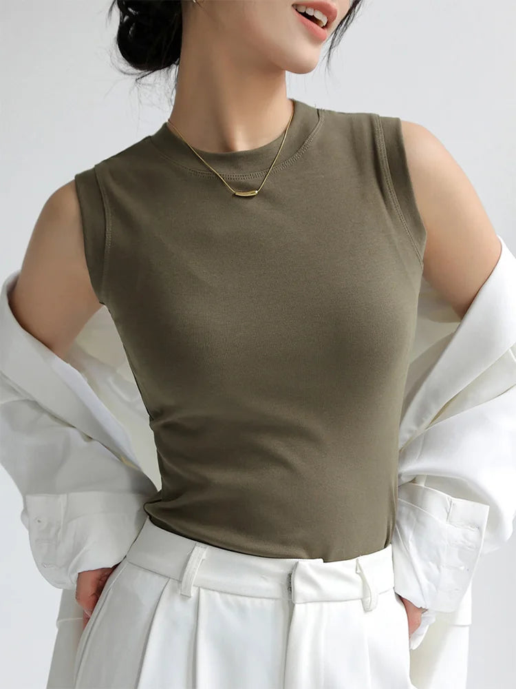 Caraco Débardeur Femme Col Rond Multicolore Basique Sans Manches – Top Sous-Vêtement Couvrant Décolleté Latéral | Mode Essentiel