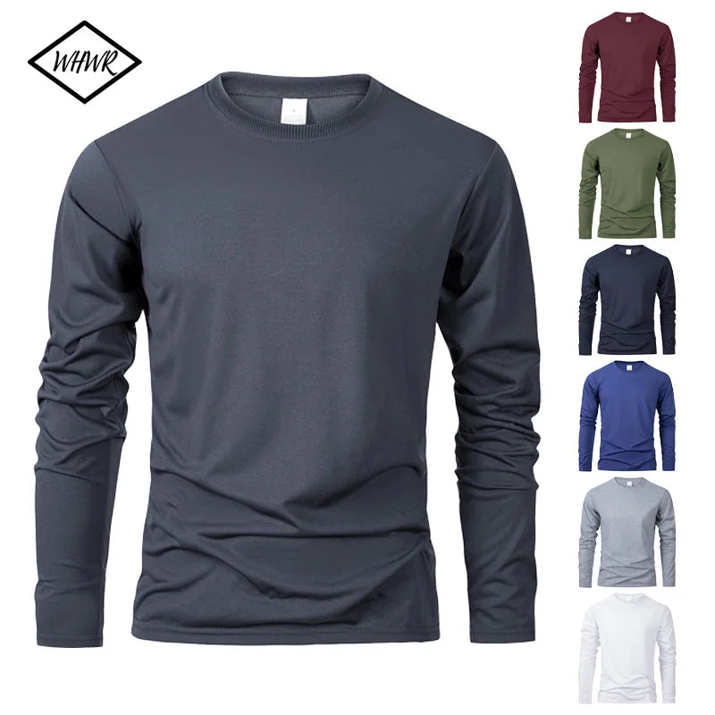 Herren Langarmshirt Unifarben Baumwolle – Rundhals Unisex | Freizeit, Fitness & Laufen | Komfort & Zeitloser Stil