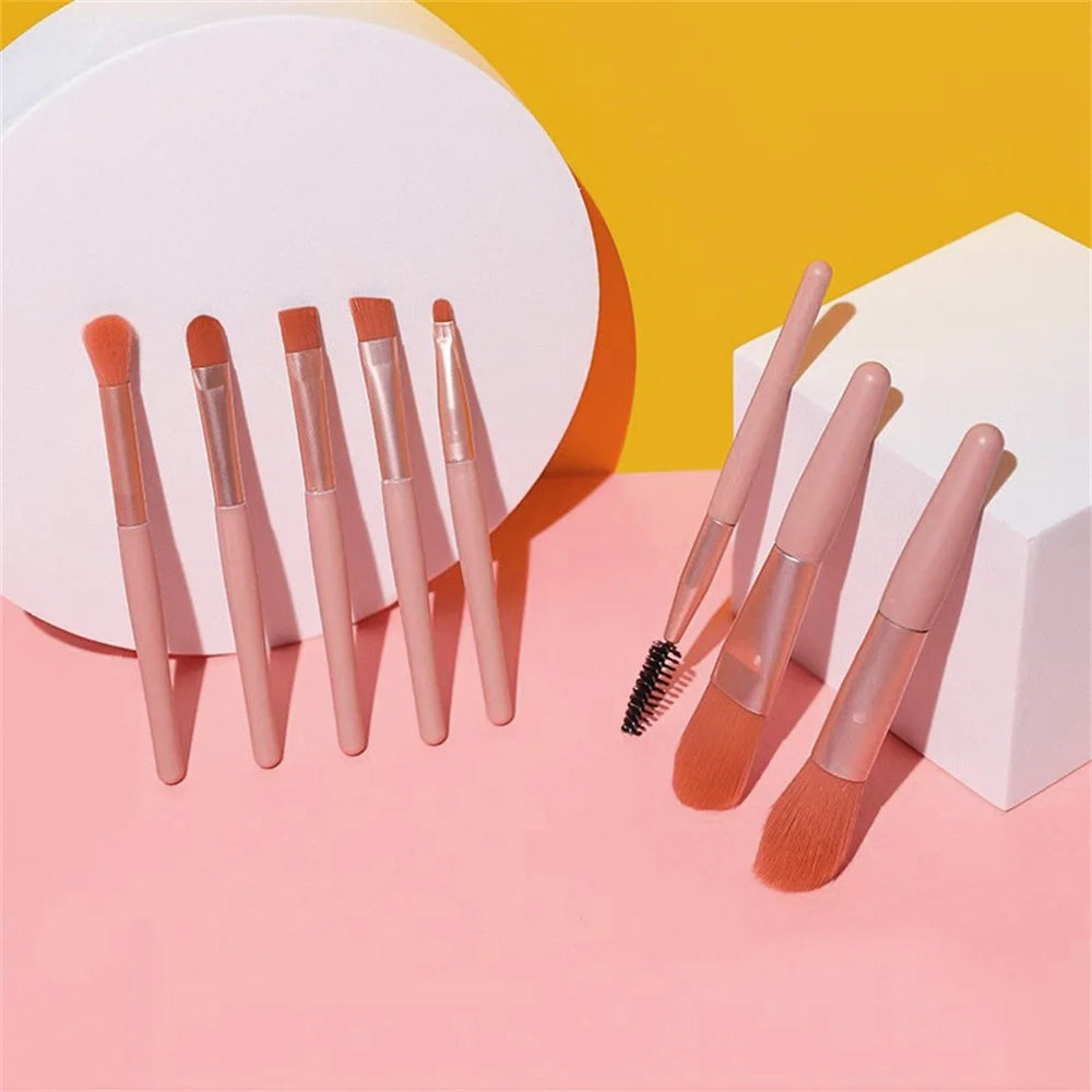 Set 8 Pinceaux Maquillage Professionnels - Fond de Teint, Blush & Yeux