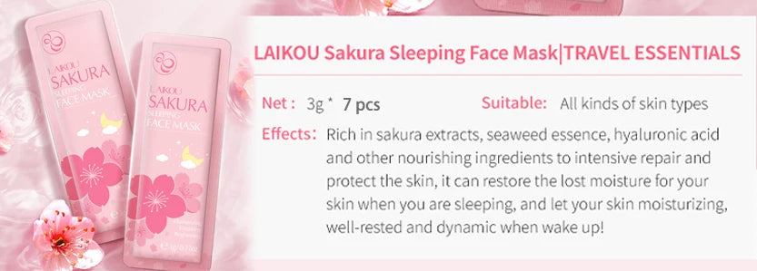 Kit Skincare Coréen LAIKOU Sakura – Nettoyant, Masque Yeux & Lèvres, Hydratation Intense | Routine Beauté K-Beauty Complète