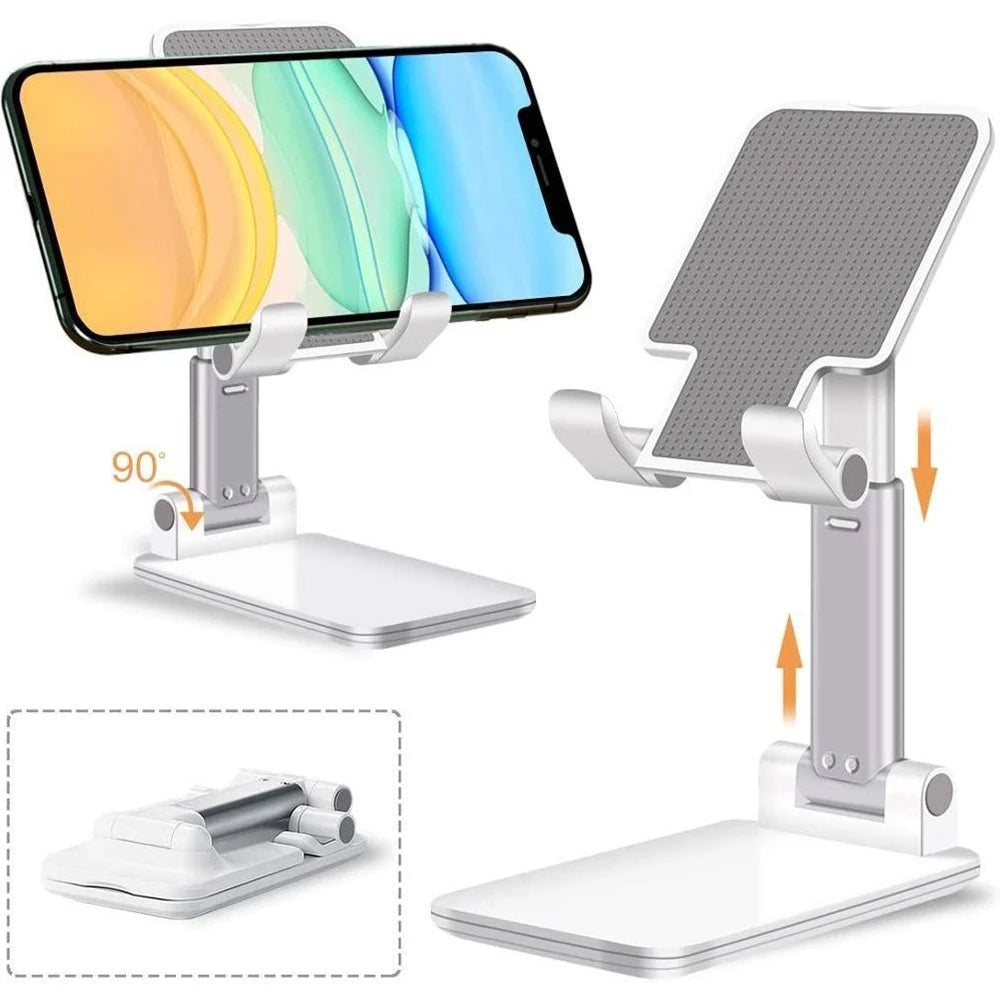 Suporte Dobrável Ajustável Para Celular Tablet Preto Branco Universal Para Mesa Cama Estável Prático