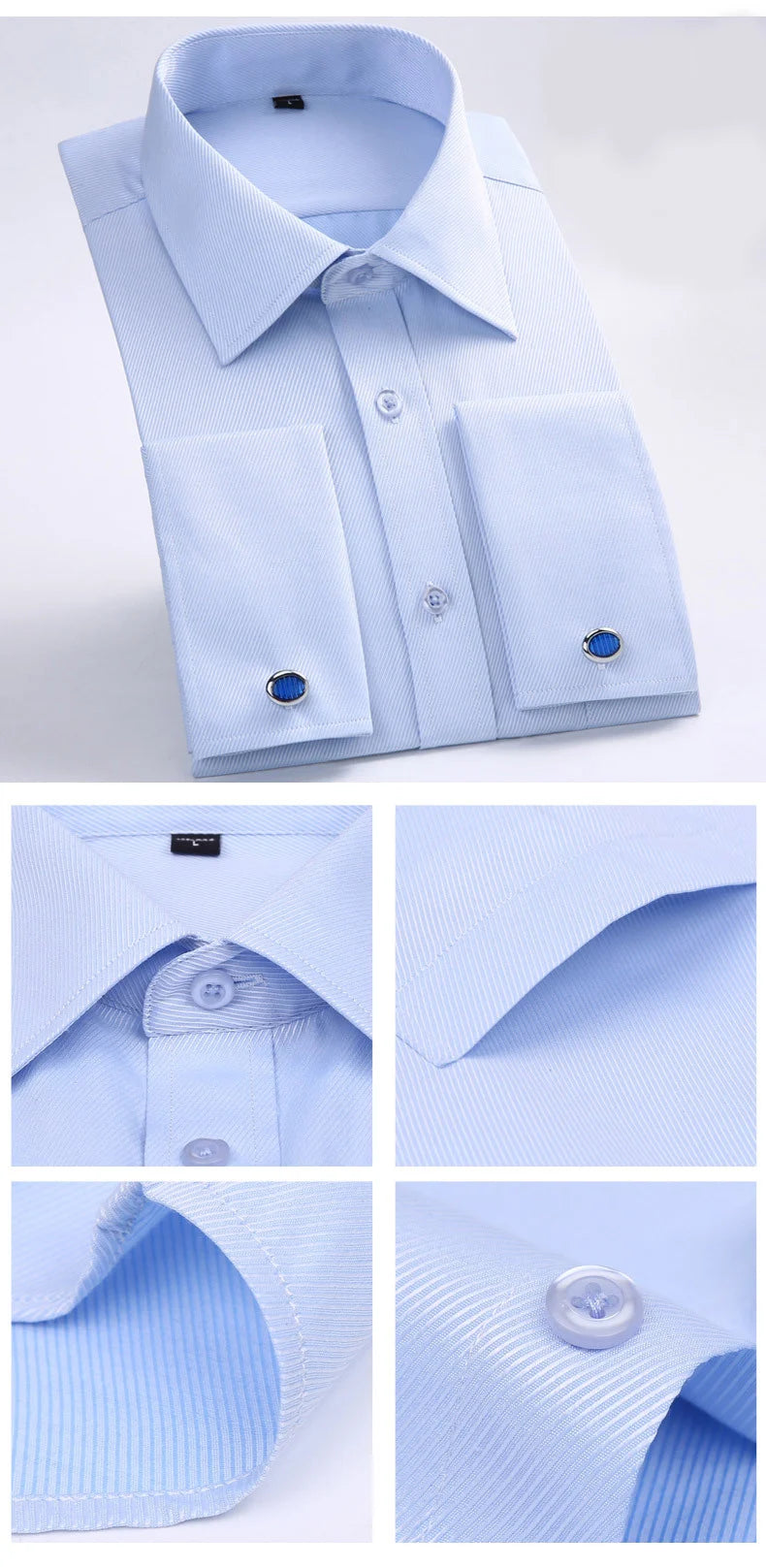 Chemise Homme Classique Poignets Français Manches Longues Coupe Standard – Formelle Business Mariage Bureau Blanche Élégante | Mode Homme Premium