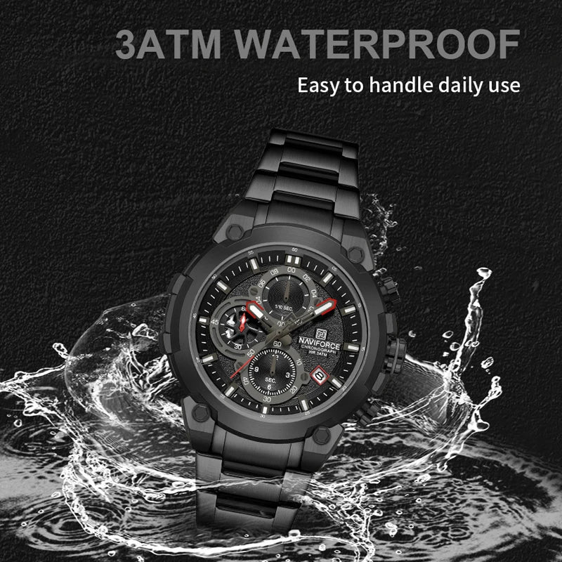 Montre Homme NAVIFORCE Chronographe Sport Militaire Calendrier Quartz – Étanche Fashion