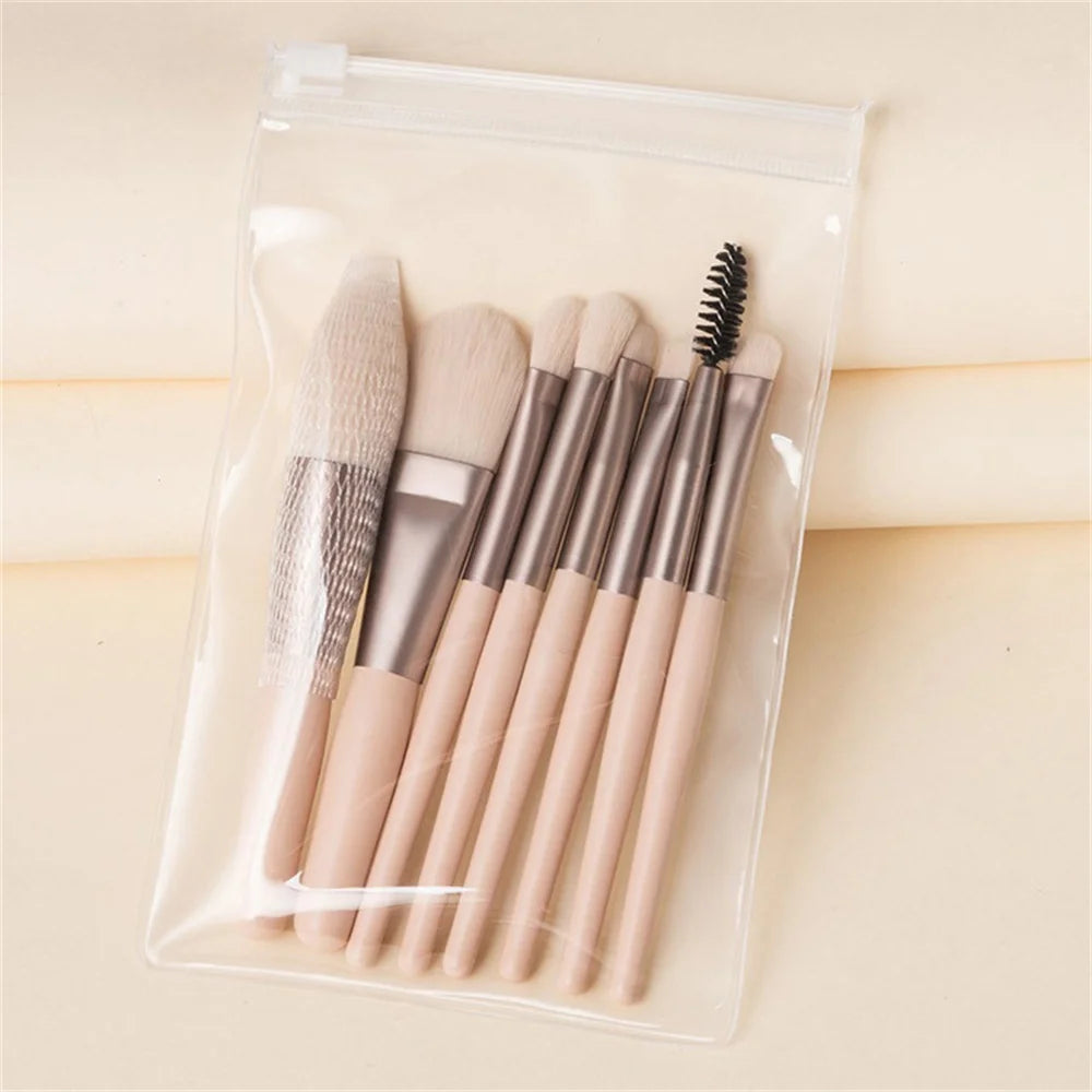 Set 8 Pinceaux Maquillage Professionnels - Fond de Teint, Blush & Yeux
