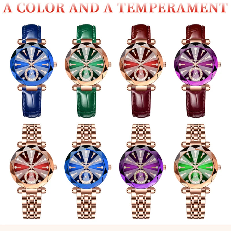 Montre Femme Luxe BINBOND Diamant Cœur de l'Océan Quartz – Lumineuse Étanche Élégante