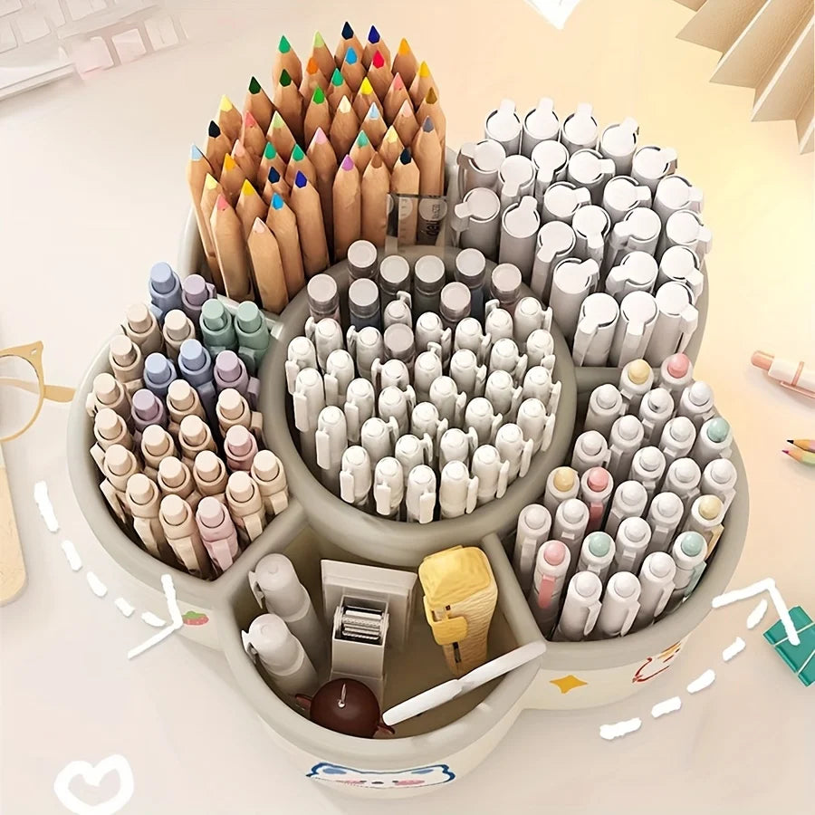 Porte-Stylos 360° Rotatif Multifonction – Organisateur Bureau Maquillage Papeterie Étudiant