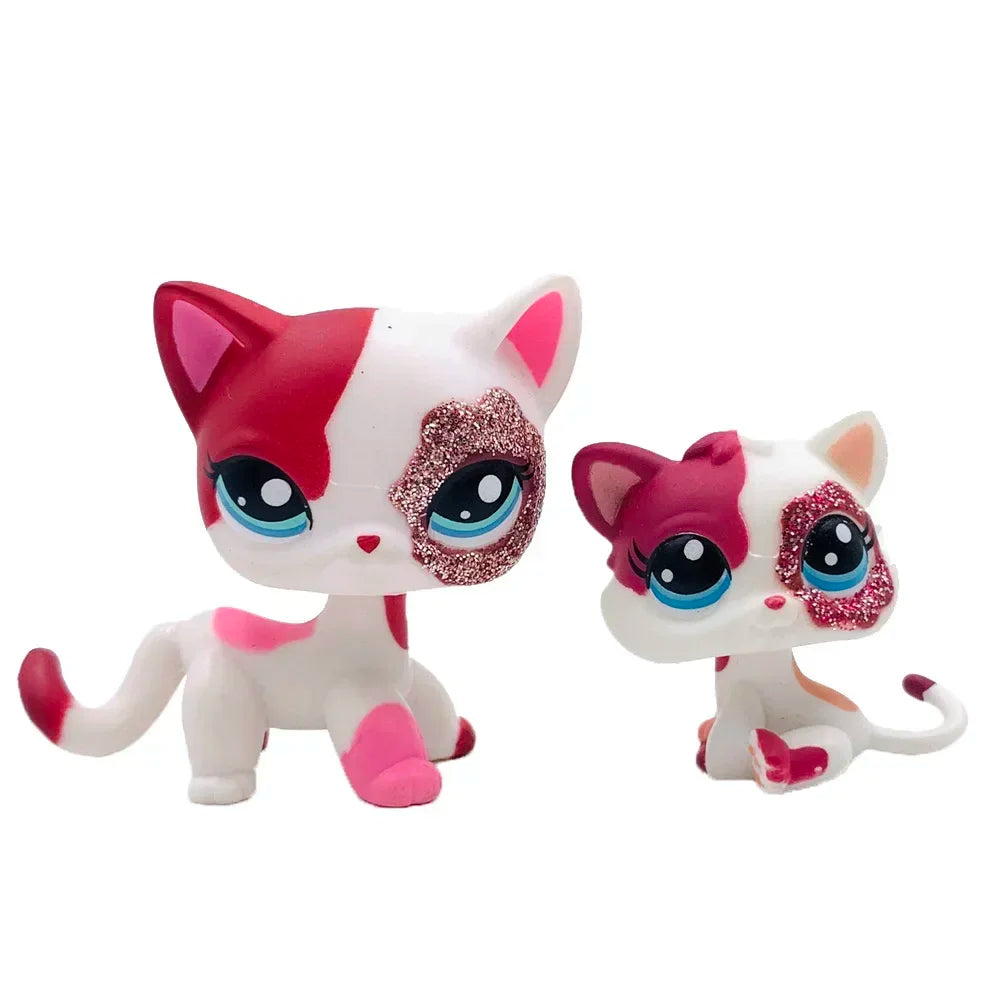 Lot 2 Figurines Animaux Rares LPS – Chat Mignon & Chien Tête Ballante Teckel Colley Cocker Danois | Jouet Collectionnable Enfants