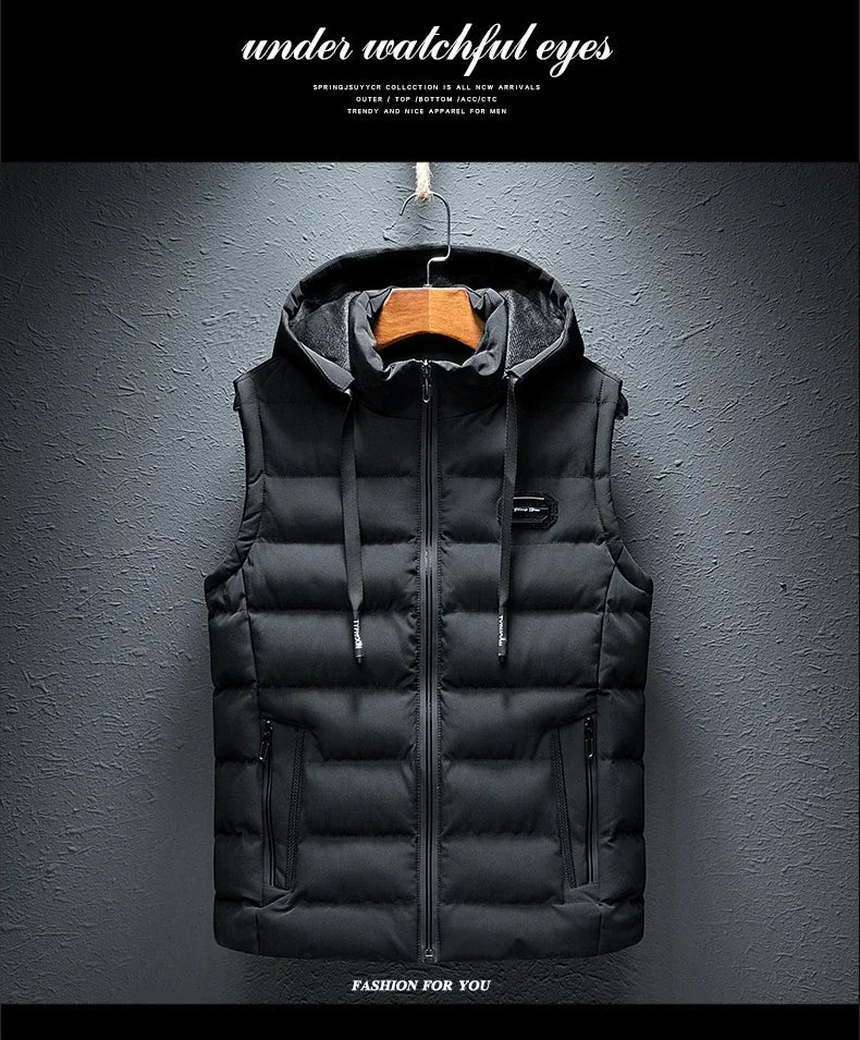 Gilet Homme Matelassé Coton À Capuche Zip – Sans Manches Casual Chaud Grande Taille Jusqu'au 6XL | Mode Homme Premium
