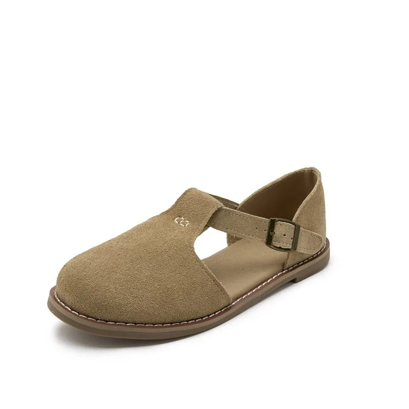 AIYUQI Sandales Cuir Véritable Retro Givré Baotou Romain 2026 – Hollow Flat Femme