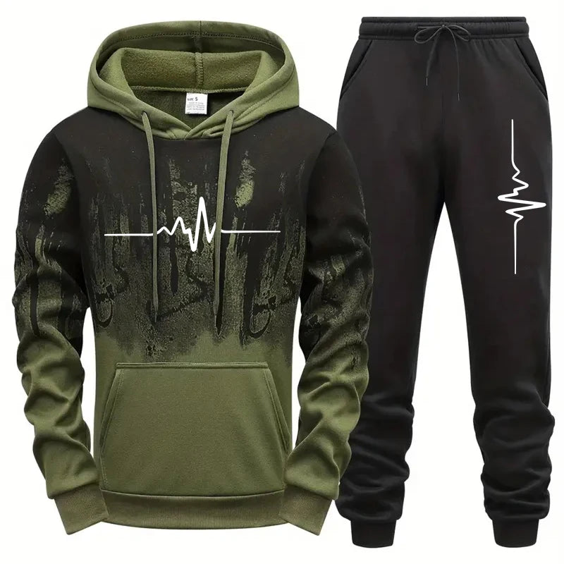 Ensemble Survêtement Homme 2 Pièces Hoodie + Pantalon Jogging Casual Sport Confort Quotidien Fashion Polyvalent Premium – Tenue Sport Complète | Mode Homme Sport Premium