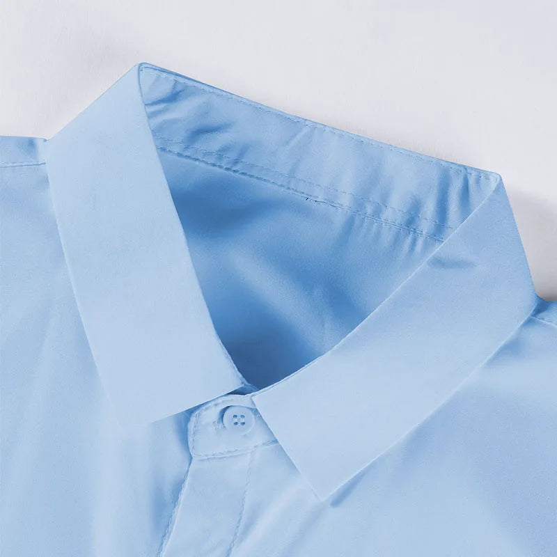 Chemise Homme Business Casual Couleur Unie Manches Courtes Été Sans Repassage Confortable Polyvalente Fashion Élégante Intemporelle – Chemise Premium Sans Repassage Business Casual Été | Mode Homme Business Casual Premium