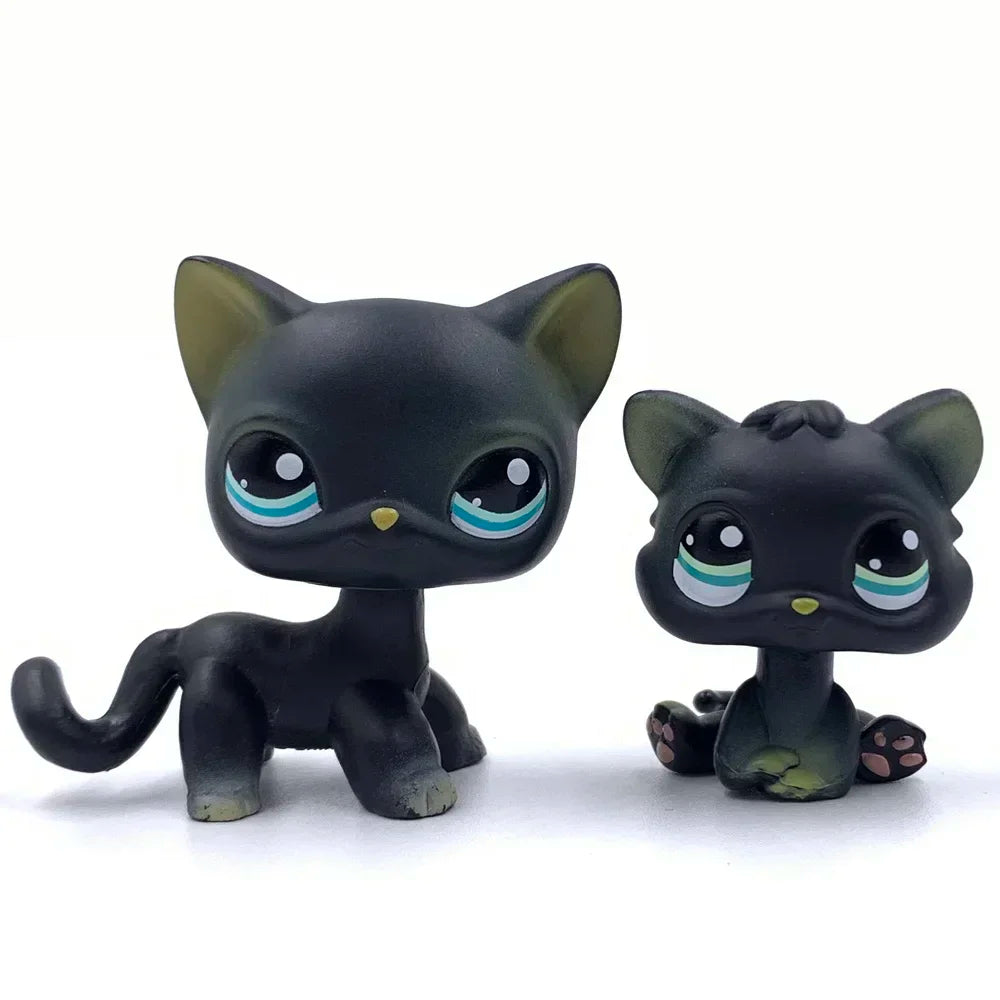 Lot 2 Figurines Animaux Rares LPS – Chat Mignon & Chien Tête Ballante Teckel Colley Cocker Danois | Jouet Collectionnable Enfants