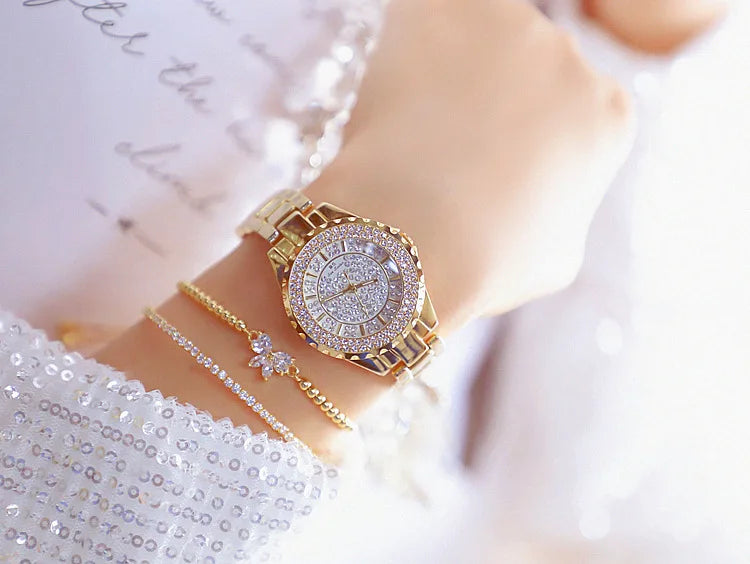 Montre Femme Or Bracelet Dress Luxe 2025 – Acier Complet Élégante Fashion Top Brand