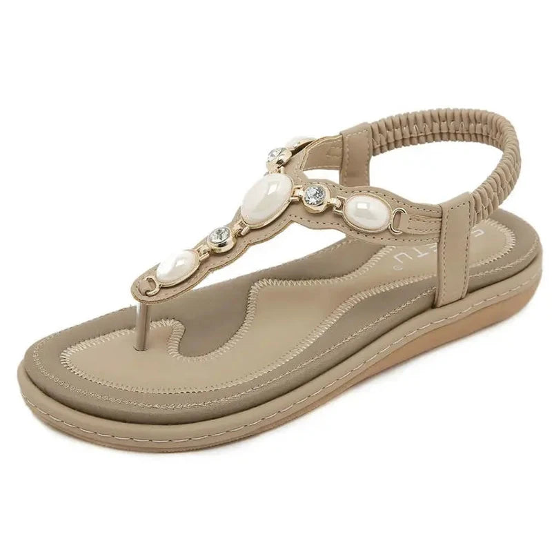 Sandales Bohème Plage Femme Flats 2025 – Casual Loisirs Grande Taille 36-42