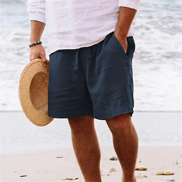 2025 Leinenstoff Sommer Sport Shorts Herren Strandshorts Tasche Bodybuilding Sweathose Fitness Jogger Laufhosen Gym Herren Shorts