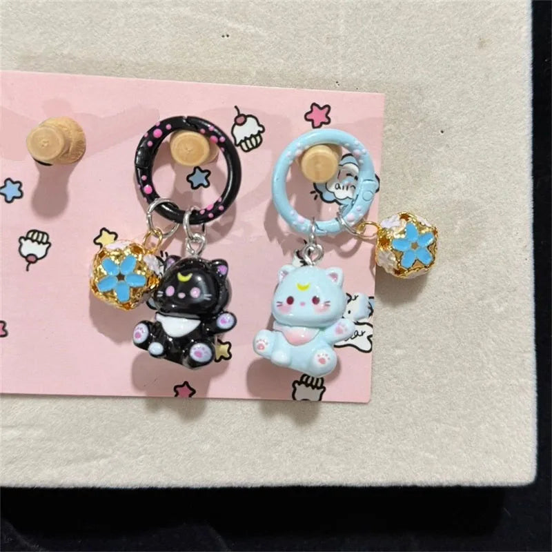 Porte-Clés Chaton Résine Clochette Kawaii – Lot 1 ou 3 pcs | 6 Couleurs au Choix | Pendentif Sac & Cadeau Femme Mignon & Original