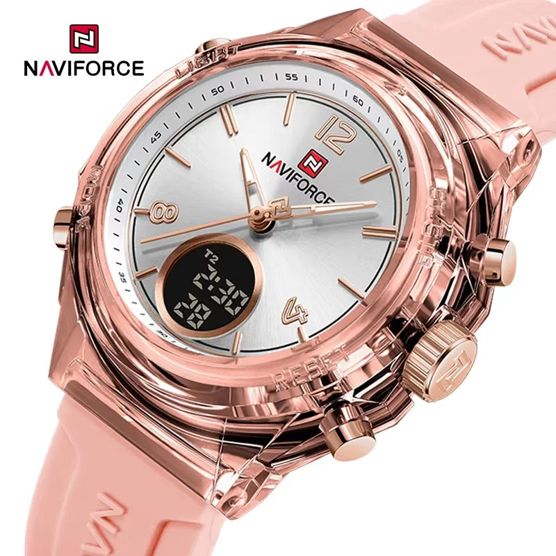 Montre Femme NAVIFORCE Sport Quartz LCD Digital – Étanche 50M Casual Fashion