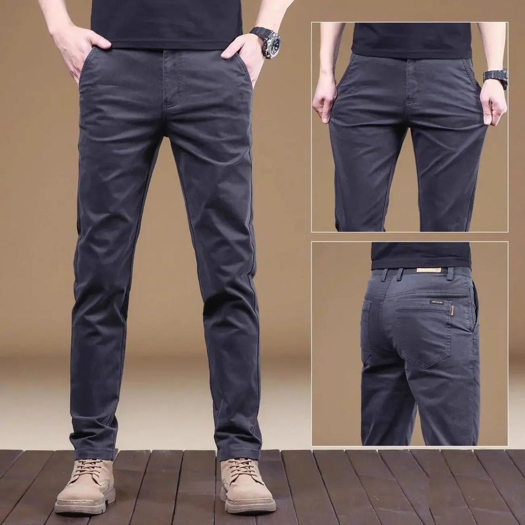 Pantalon Homme Coton Léger Été – Slim Droit Élastique Business Casual Polyvalent | Mode Homme Premium
