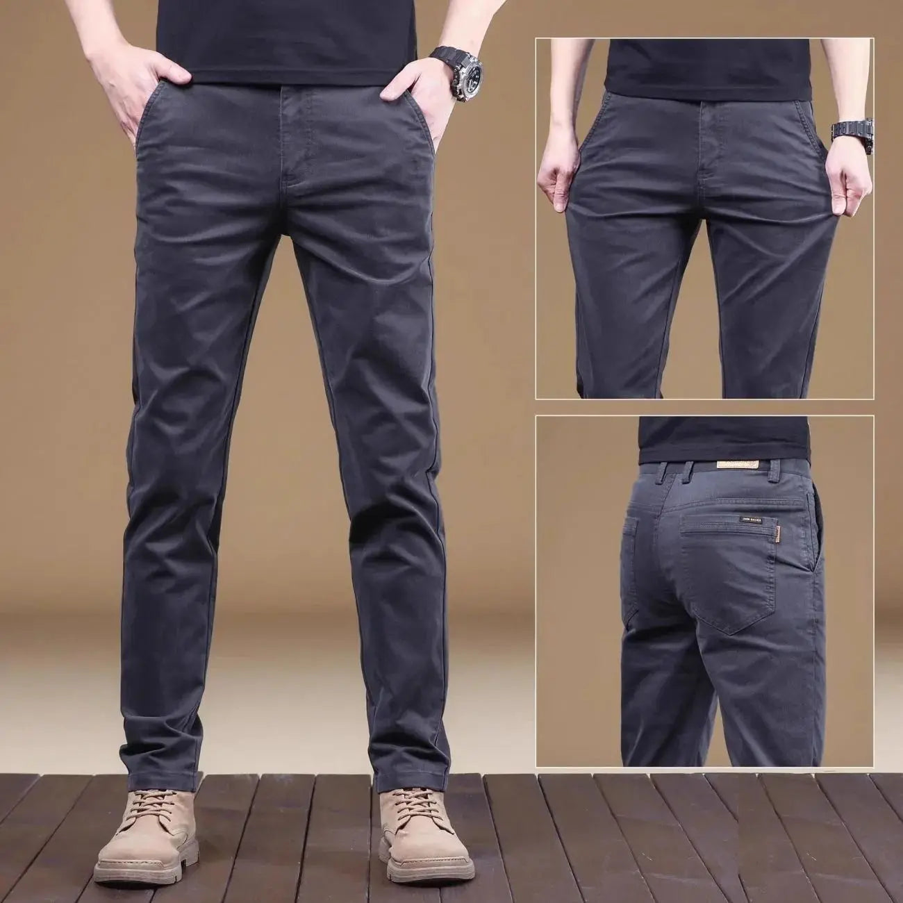 Pantalon Homme Coton Léger Été – Slim Droit Élastique Business Casual Polyvalent | Mode Homme Premium