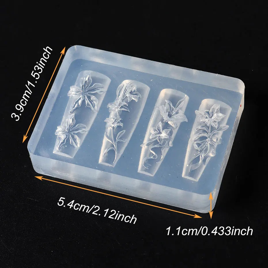 3D-Nailartform „Elegante Lilie“ – Blumen-Stamping im koreanischen Frühlings-Sommer-Stil