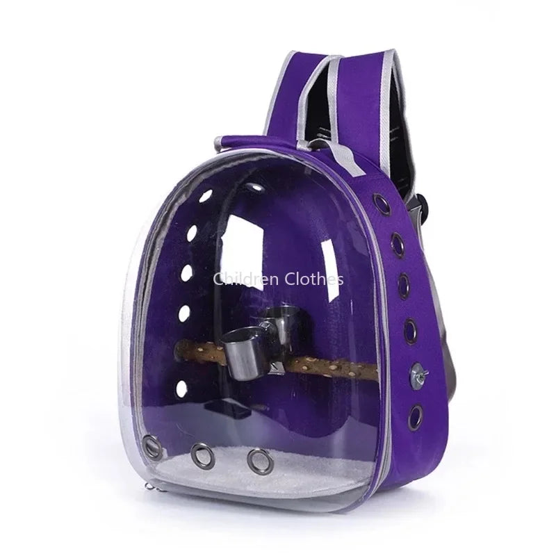 Sac Transport Perroquet & Oiseaux Backpack Acrylique – Perchoir, Mangeoire, Cage Portable | Perruche, Cocatièl & Lapin