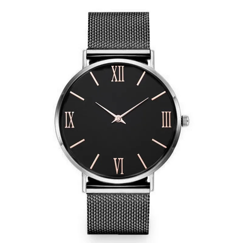 Montre Femme Luxe Quartz Analogique Bracelet Maille Métal – Simple Élégante Fashion Casual