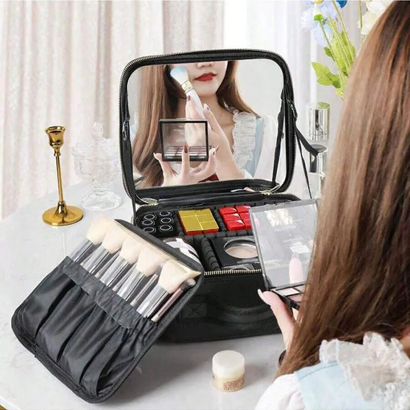Vanity Case de Voyage LED 3 Couleurs avec Miroir – Trousse Maquillage Lumineuse & Intelligente | Femme