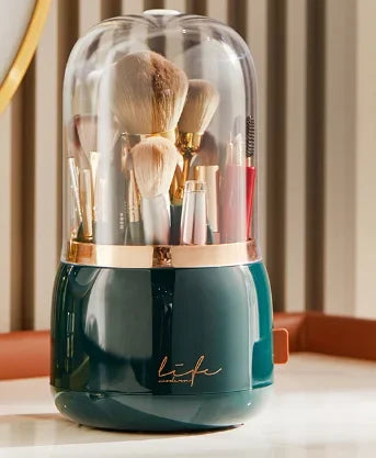 Organisateur Maquillage Rotatif 360° Transparent – Porte-Pinceaux Rangement Rouge à Lèvres Anti-Poussière | Boite Cosmétique