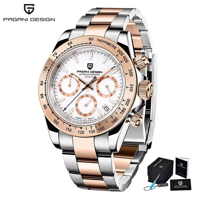 Montre Homme PAGANI DESIGN 2023 Noire Quartz Luxe – Chronographe Sport Étanche Lumineux