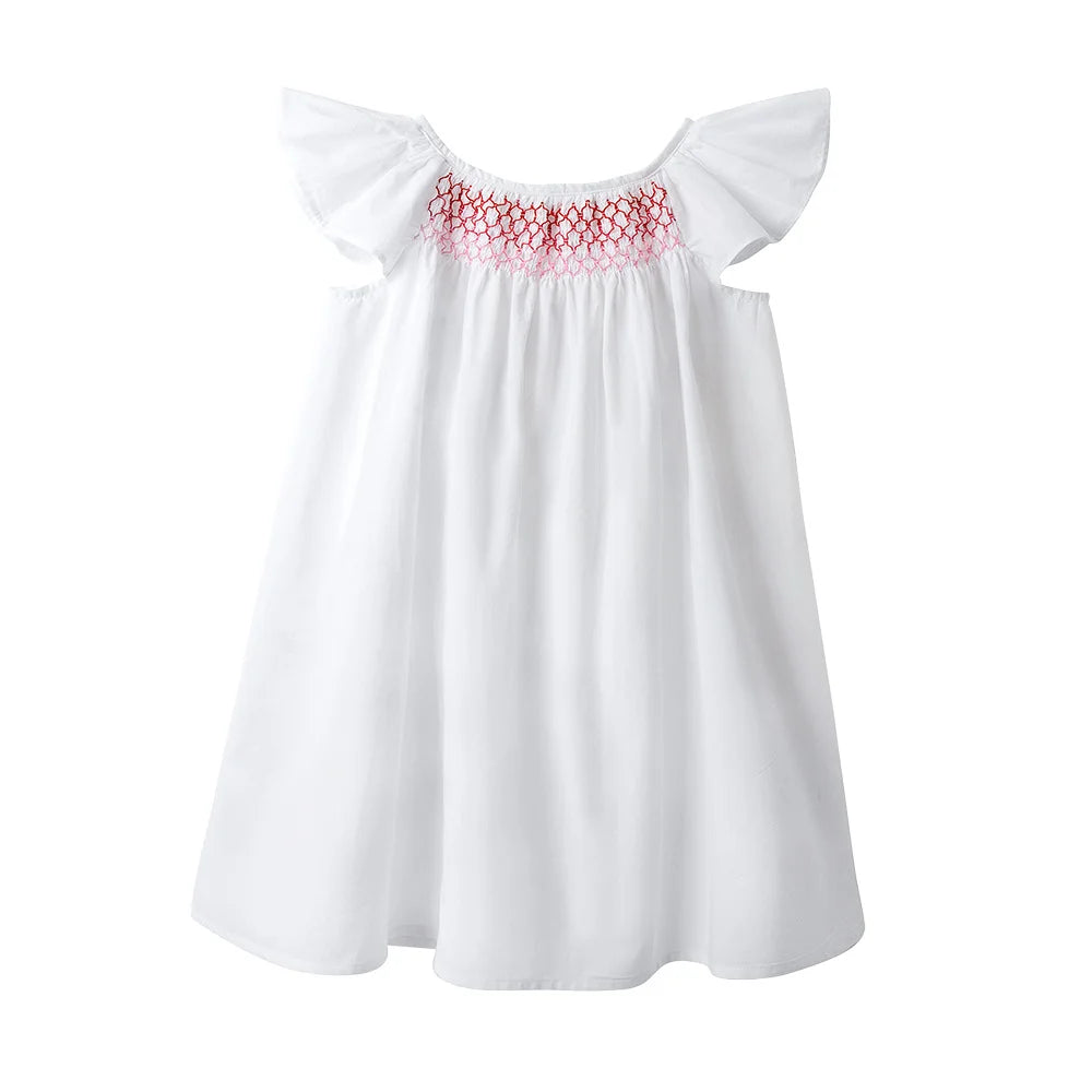 Robe Été Fille Fleurie Smockée Manches Volantes – Tenue Quotidienne Adorable 1-6 Ans