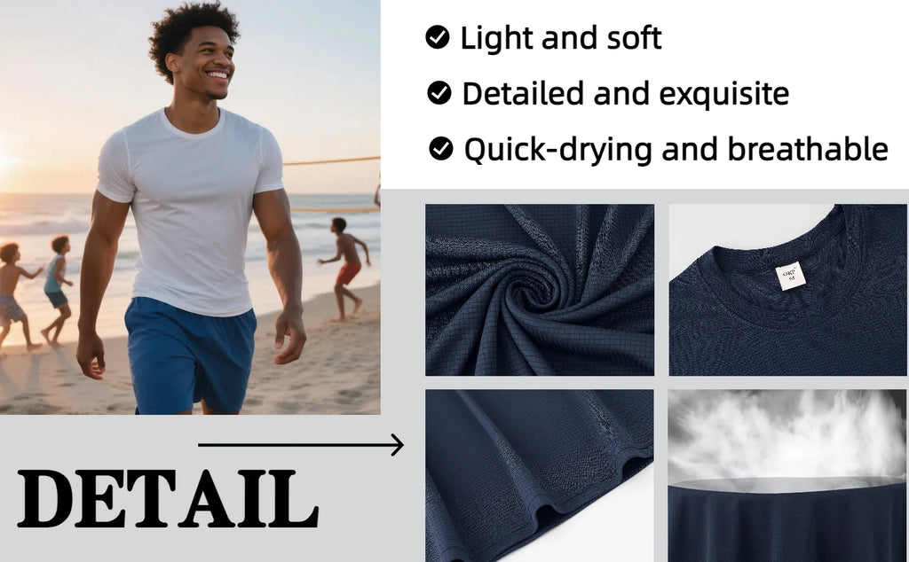 Lot 5 Sport T-Shirts Herren Schnelltrocknend Kurzarm Gym Laufen Outdoor Leicht Streetwear Fitness – 5er Pack | Premium Sport Herrenmode