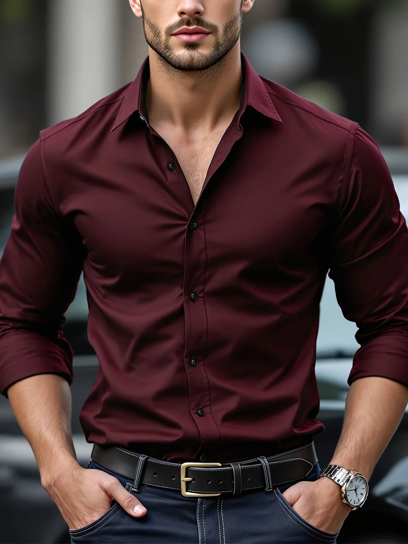 Chemise Homme Manches Longues Tissu Élastique Couleur Unie Multi-Couleurs Qualité Premium Basique Intemporelle Confortable Élégante Polyvalente – Chemise Premium Manches Longues Élastique Couleur Unie Multi-Couleurs | Mode Homme Chemise Premium
