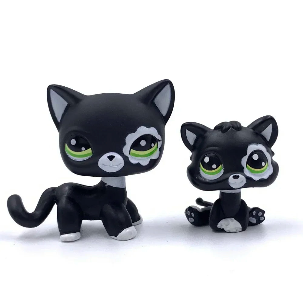 Lot 2 Figurines Animaux Rares LPS – Chat Mignon & Chien Tête Ballante Teckel Colley Cocker Danois | Jouet Collectionnable Enfants