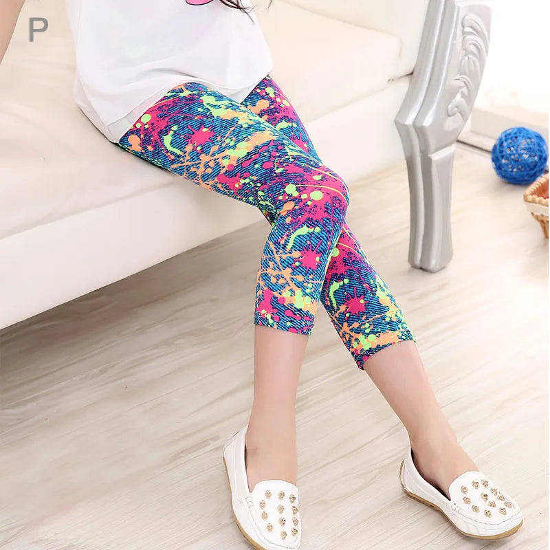 Legging Corsaire Fille Imprimé Fleurs – Pantalon Skinny Stretch Enfant Toutes Tenues 3-10 Ans
