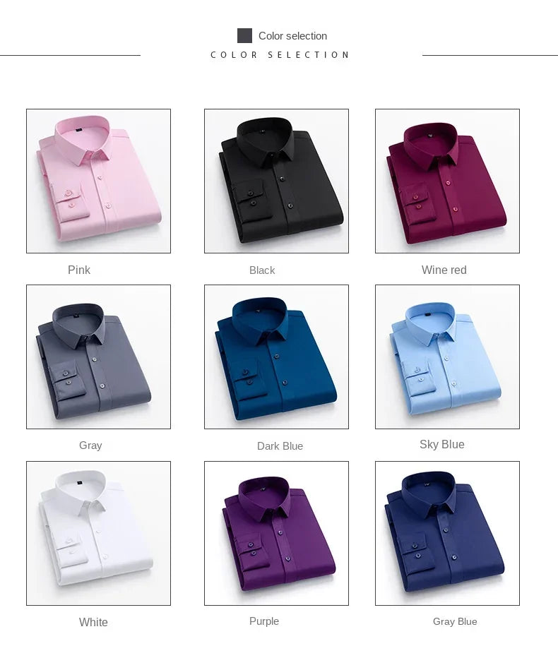 Chemise Homme Manches Longues Élastique Col Mao Sans Repassage – Tenue Professionnelle Business Dress Élégante | Mode Homme Premium