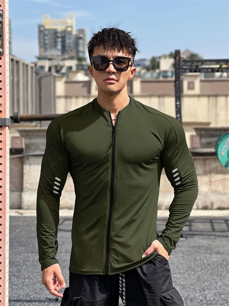 T-Shirt Homme Manches Longues Zip – Loose Casual Jogging Gym Fitness Entraînement Sport | Mode Homme Premium