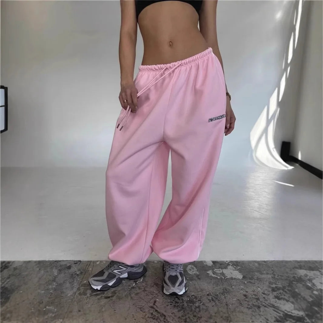Pantalon Large Rayures Femme Retro Américain Baggy Jogger – Coupe Droite Casual Streetwear | Printemps Automne